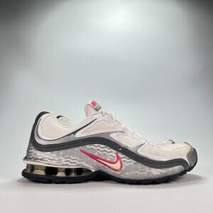 Nike Reax Run 5 White Metallic Silver Running Shoes 407987-116 Women's Size 8.5